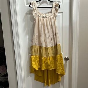 Moodle Cream and Yellow Sleeveless Sundress!! HAS POCKETS!!!!! Yay